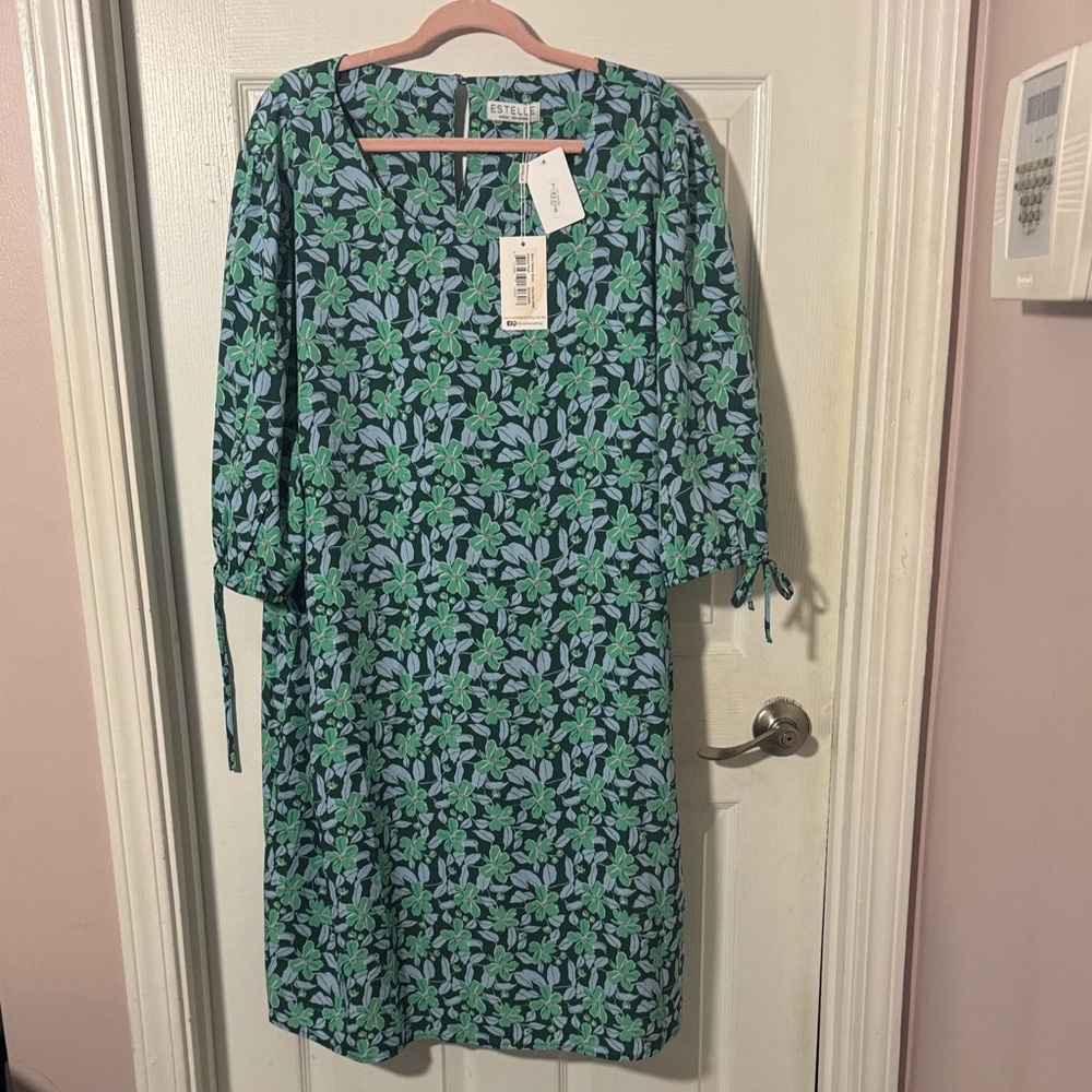 Floral Green and Blue Dress